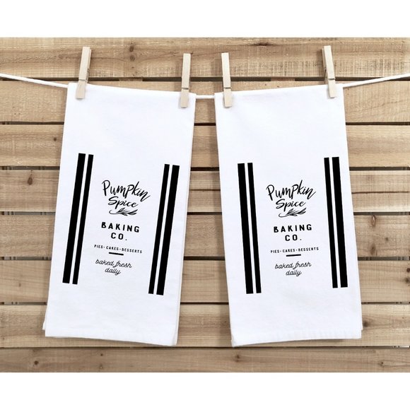 Tea Towels, New, Set of 2, Pumpkin Spice, Fall - Picture 2 of 3